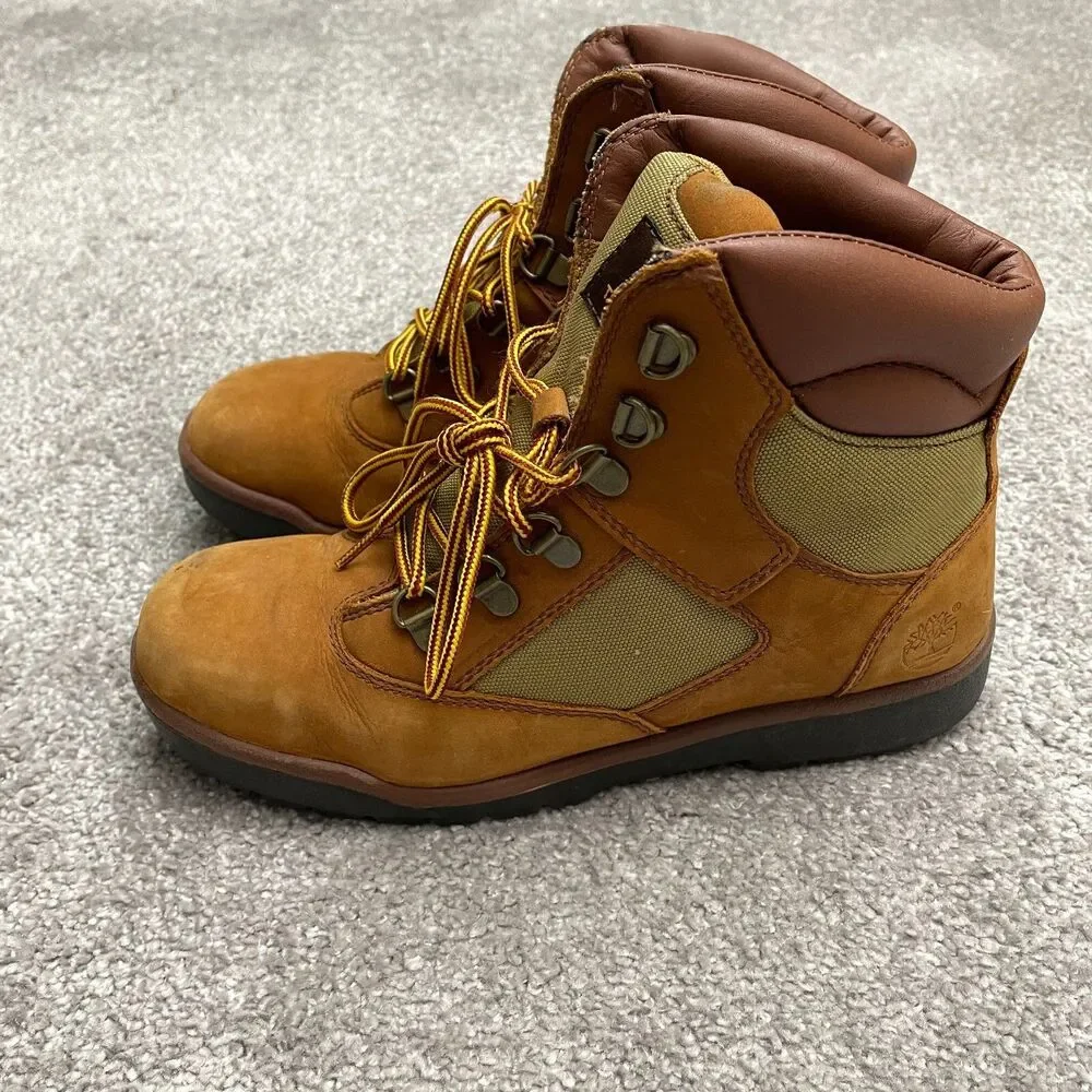 Timberland Suede Leather Boots Boys Kids 5.5 Brown Lace Up School Outdoor Casual